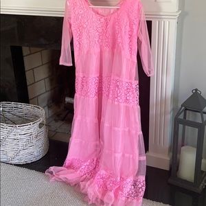 Vintage pink tulle and lace detail dress